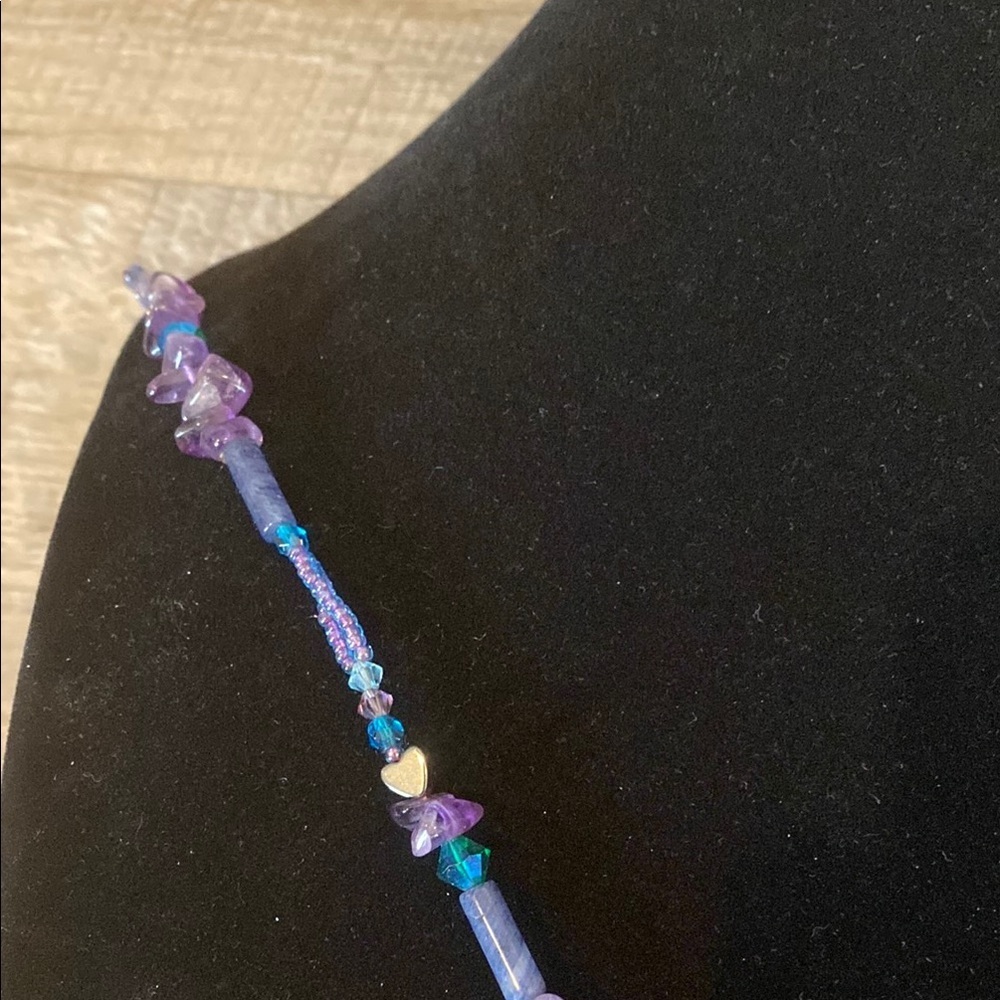 Amethyst Beaded Celestial Inspired Handmade Necklace with Circular Pendant - Picture 6 of 16